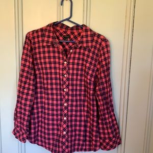 Talbots Navy/Pink Button Down shirt. Size Large